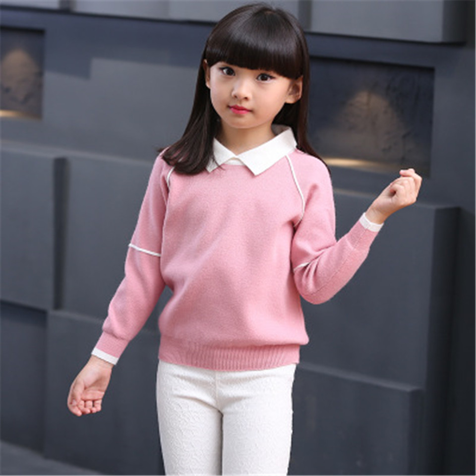 2019 School Girls Sweaters Autumn Winter Toddler Teenage Girls Jumper Children Long Sleeve Knitted Clothes Kids Sweater Girl alx