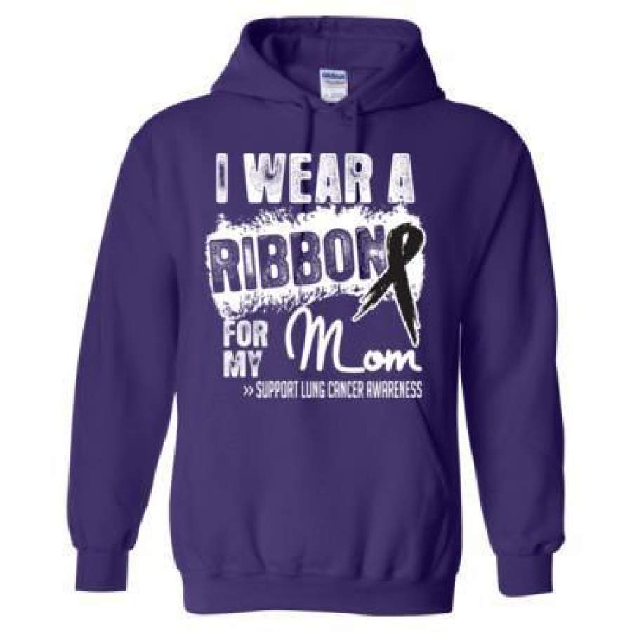 AGR I Wear A Ribbon For My Mom Lung Cancer Awareness – Heavy Blend™ Hooded Sweatshirt