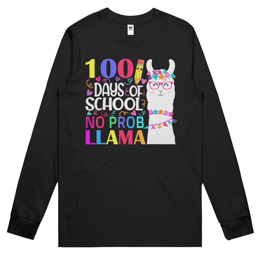 100 Days Of School No Prob-Llama Llama Teacher And Student Long Sleeve T Shirts