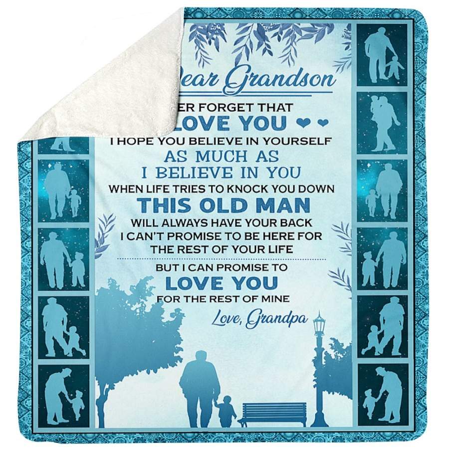 Love Message Of Grandpa To Grandson Sherpa Blanket