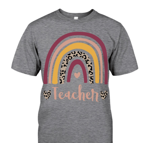 Teacher Boho Leopard Rainbow-Teacher Classic T-Shirt