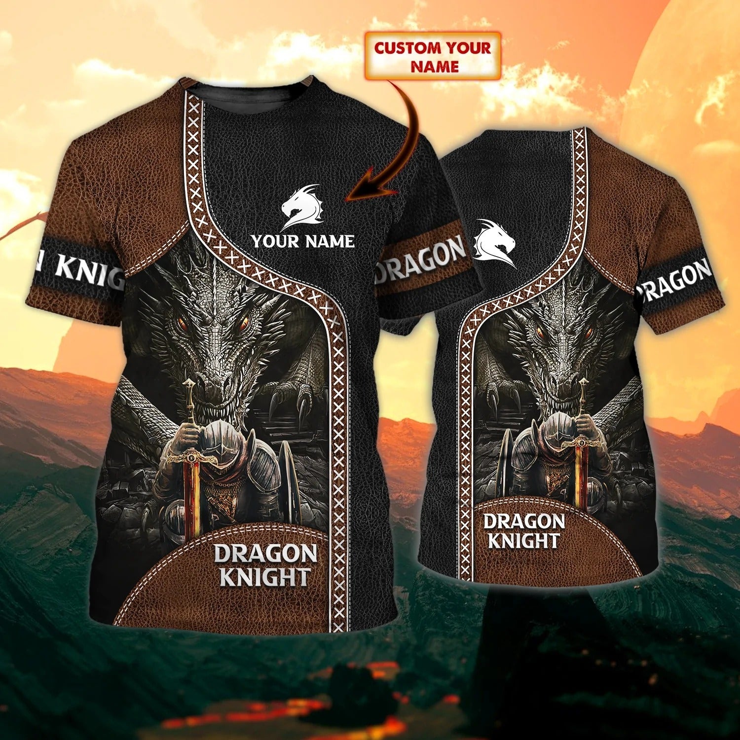 Custom 3D Dragon Knight Templar Shirt, Dragon Warrior Tshirt, Patriotic Warrior Shirts Men