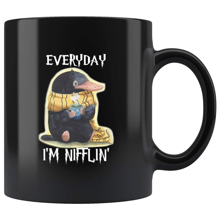 Penguin Everyday I’m Nifflin Black Coffee Mug