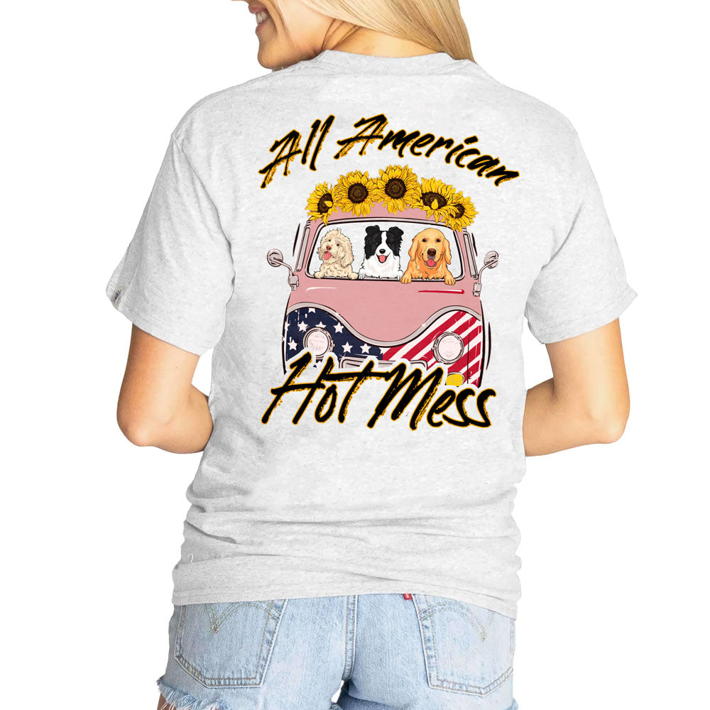Personalized Dog Breed All American Hot Mess 4Th Of July T-Shirt For Dog Lover