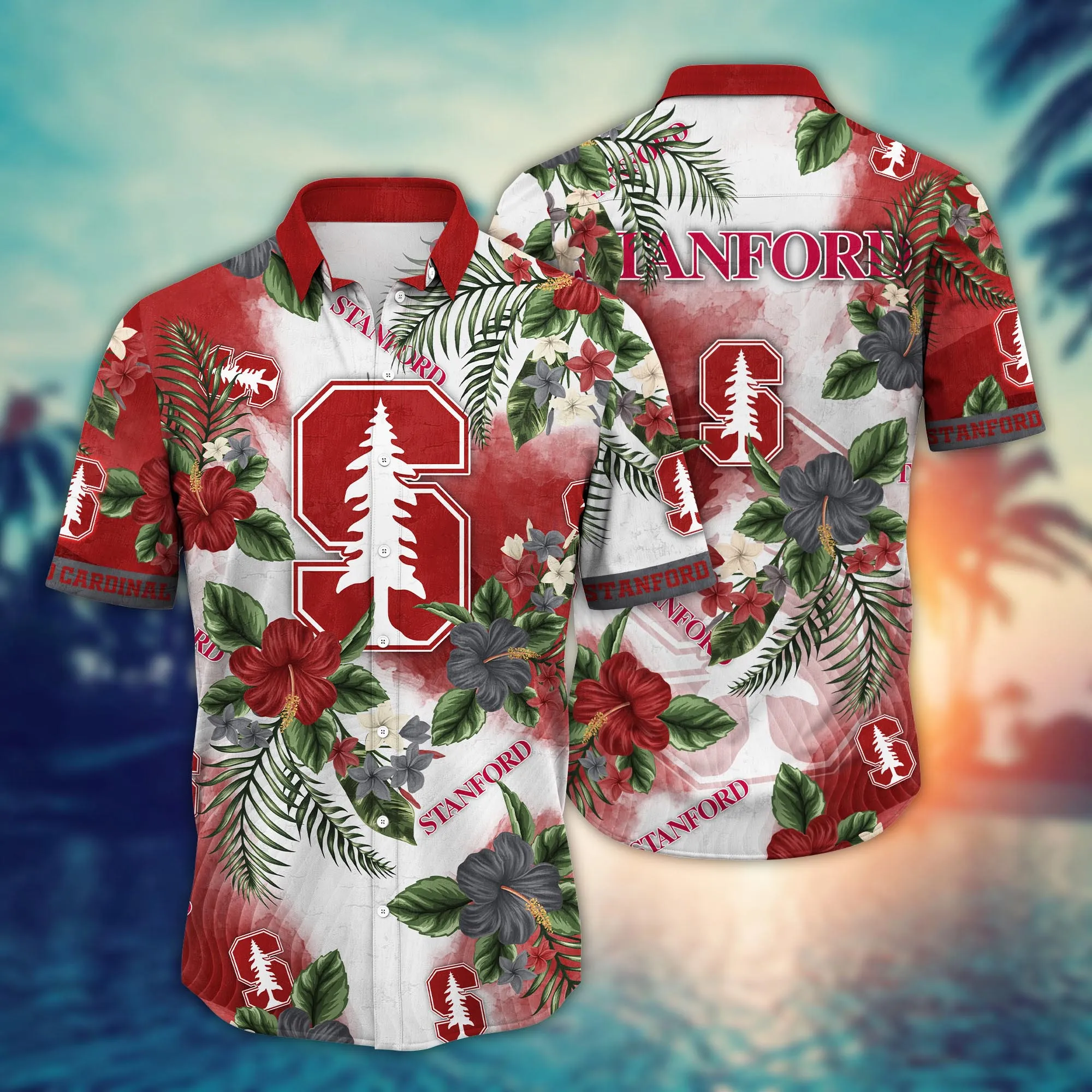 Stanford Cardinal NCCA Hawaiian Shirt Beach Ballstime Aloha Shirt