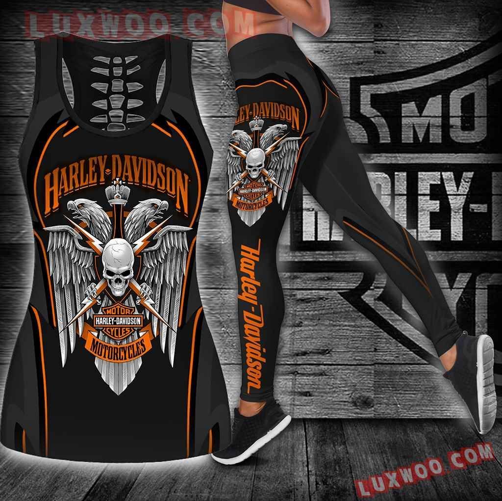 Combo Harley Davidson Hollow Tanktop Legging Set Outfit K1904