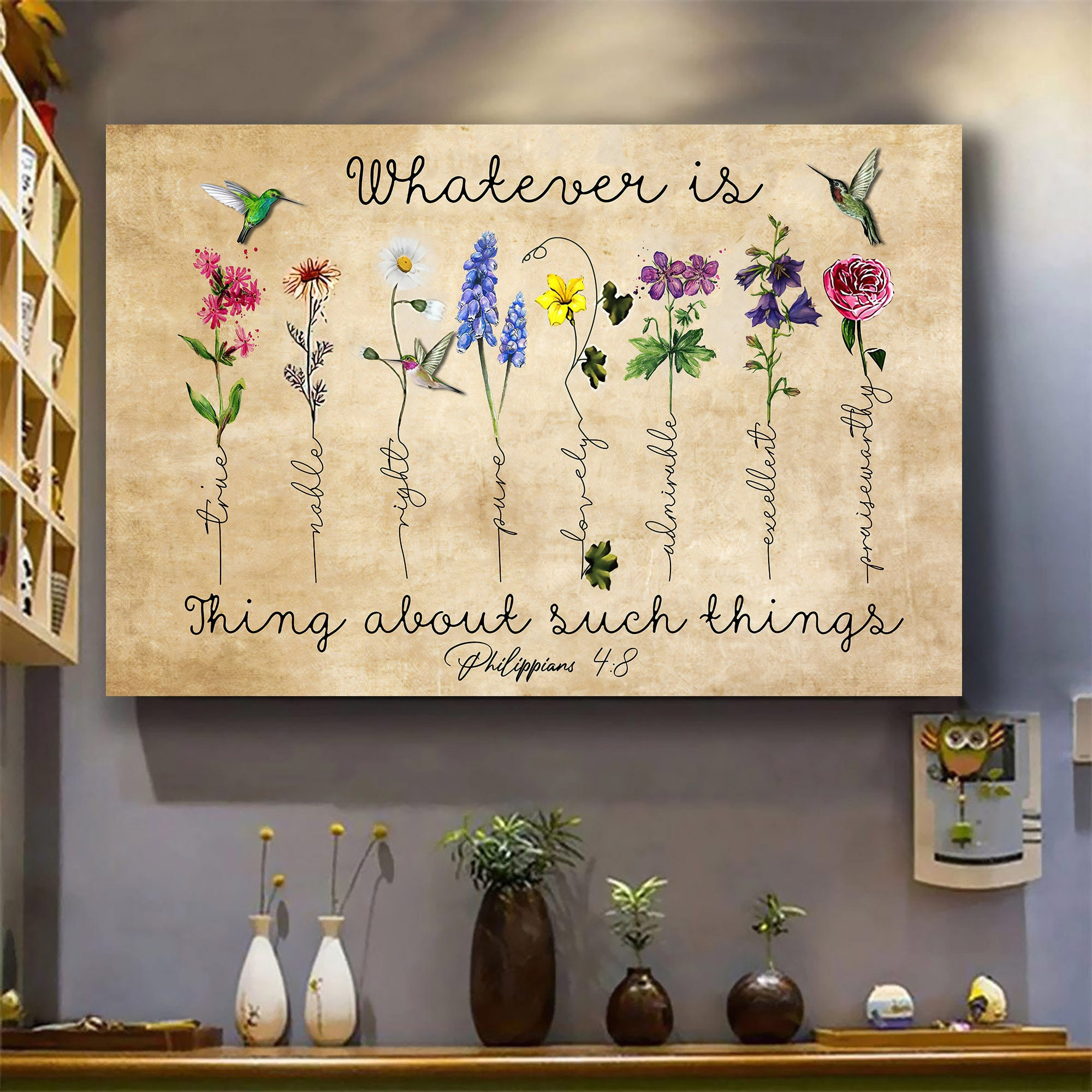 & Canvas Think About Such Things Framed Canvas, Home Decor Canvas, Wall Art, Wedding Housewarming Gift