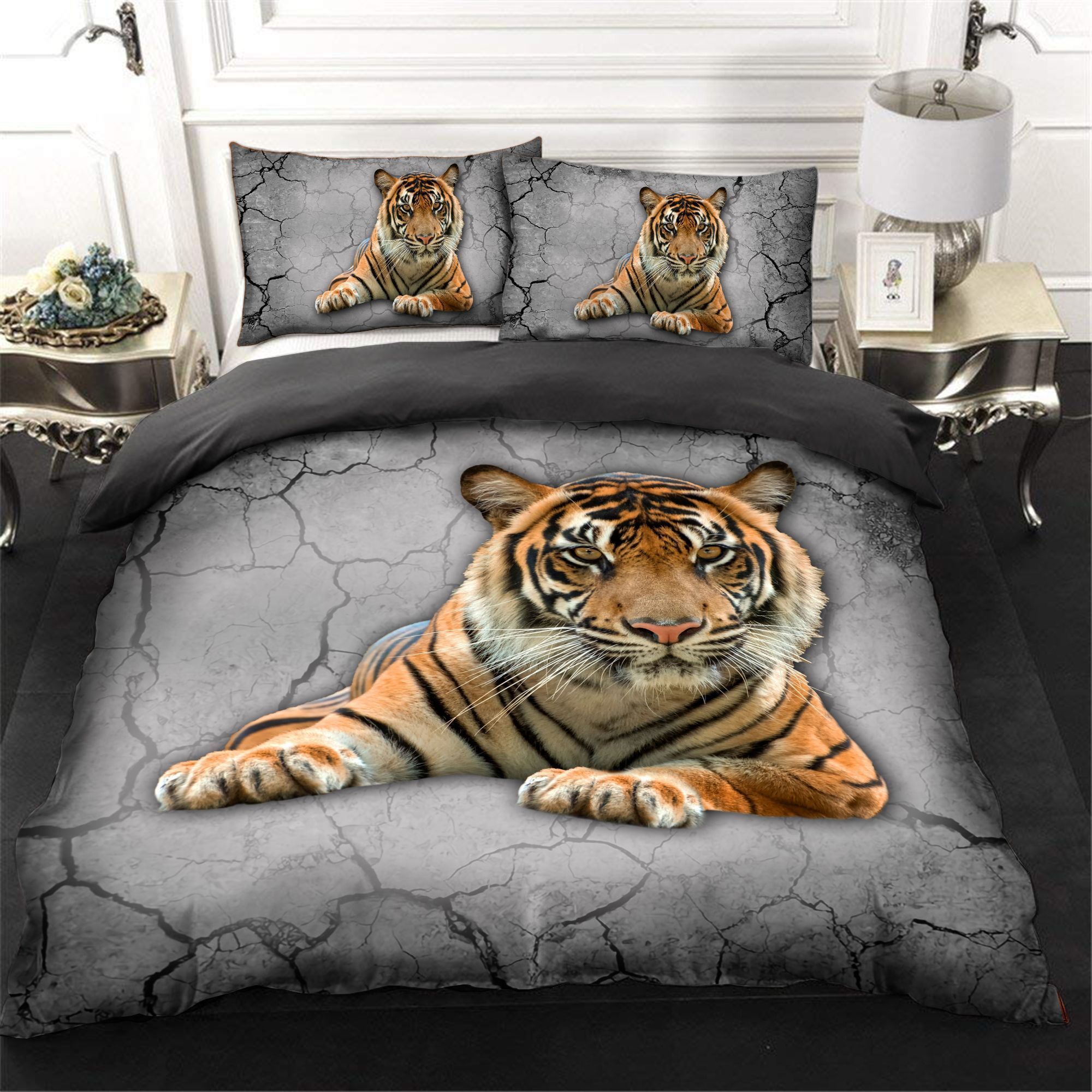 3D Tiger Cotton Bed Sheets Spread Comforter Duvet Cover Bedding Sets