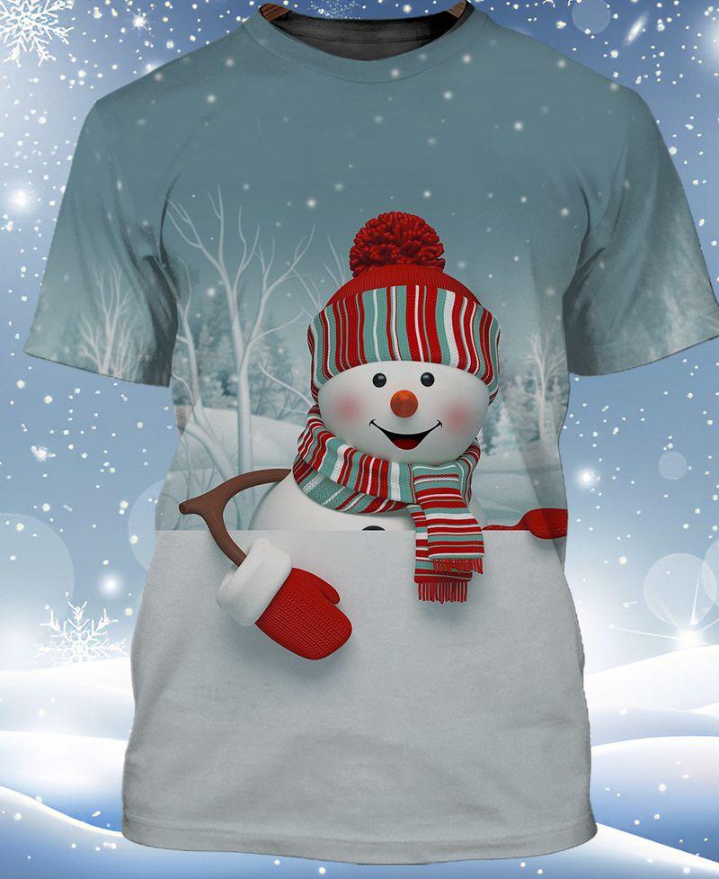 Cute Snowman Design Gift For Christmas Holiday 3D Tshirt