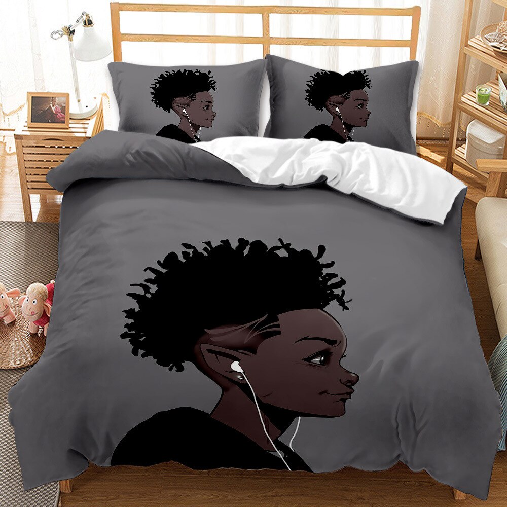 3D African American With Glasses Printed Bedding Sets Personalized Name Set Duvet Cover Super Soft Fade Resistant Microfiber