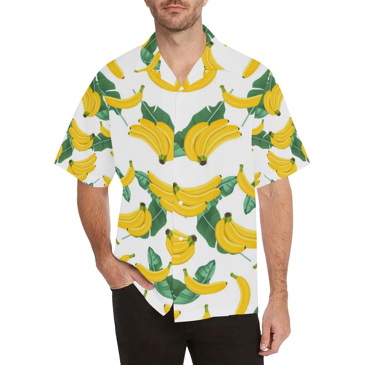 Banana And Leaf Pattern Men’s All Over Print Hawaiian Shirt