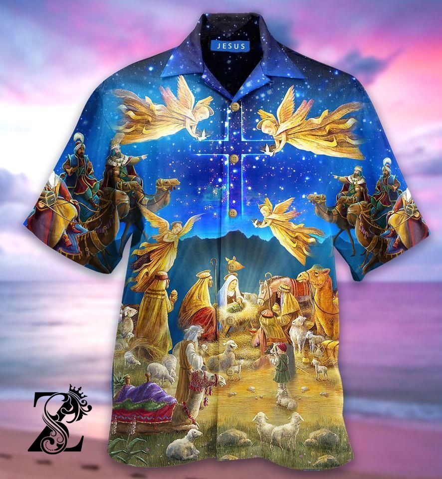 Zides-Sport Amazing Jesus Was Born Unisex Hawaiian Shirt