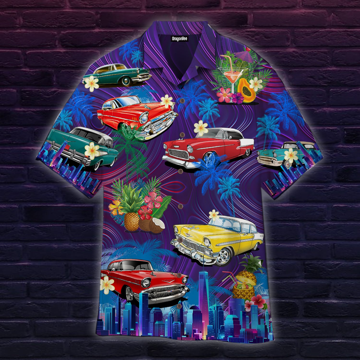 Oragontee Chevy Belair Sunset Beach Hawaii Shirt For Men Adult Ha94910