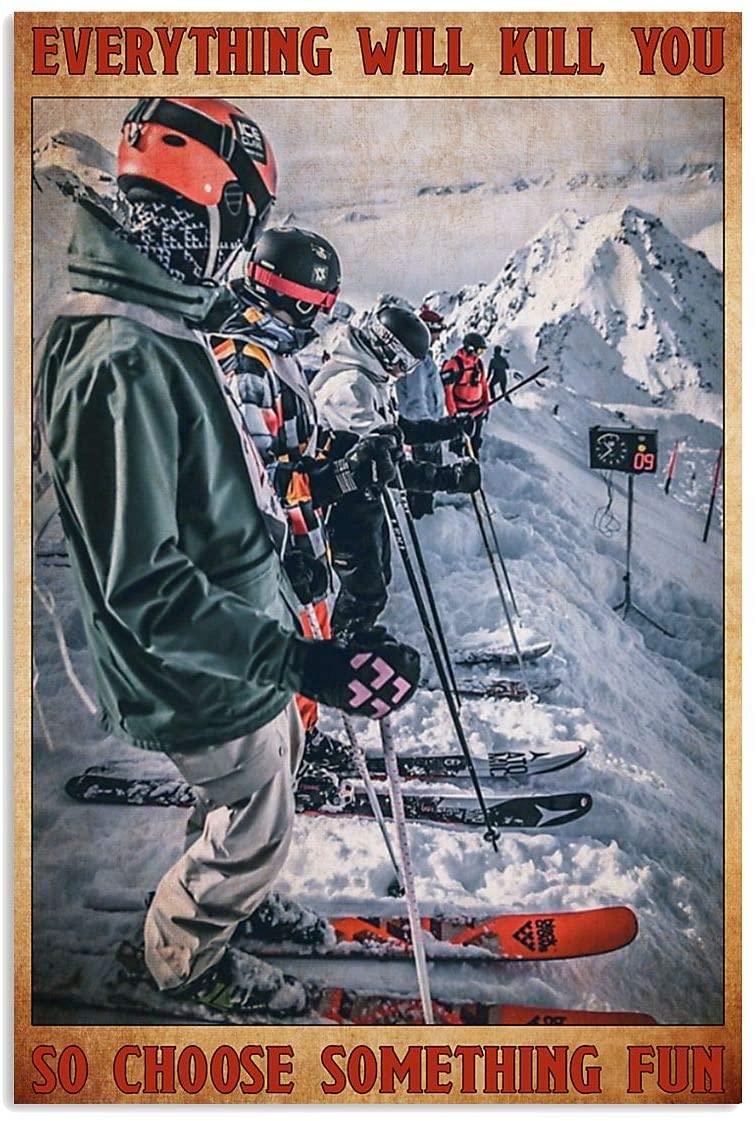 Vintage Skiing Racing Choose Something Fun Poster Art Print      Home Decor Gift For Men Women Family Friend On Birthday Xmas