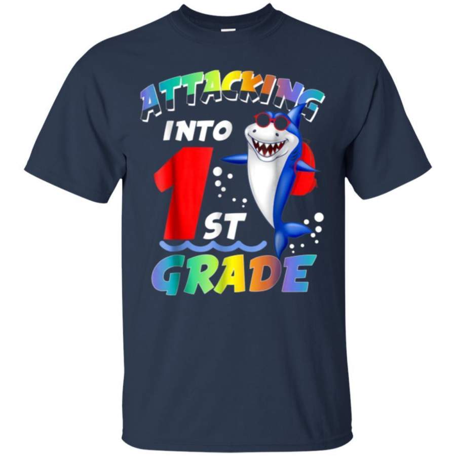 AGR Shark Attacking Into 1st Grade Premiumshirt Gift Ideas Jaq T-shirt