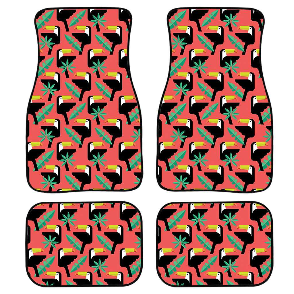 Tropical Toco Toucan Pattern Print Front And Back Car Floor Mats, Front Car Mat