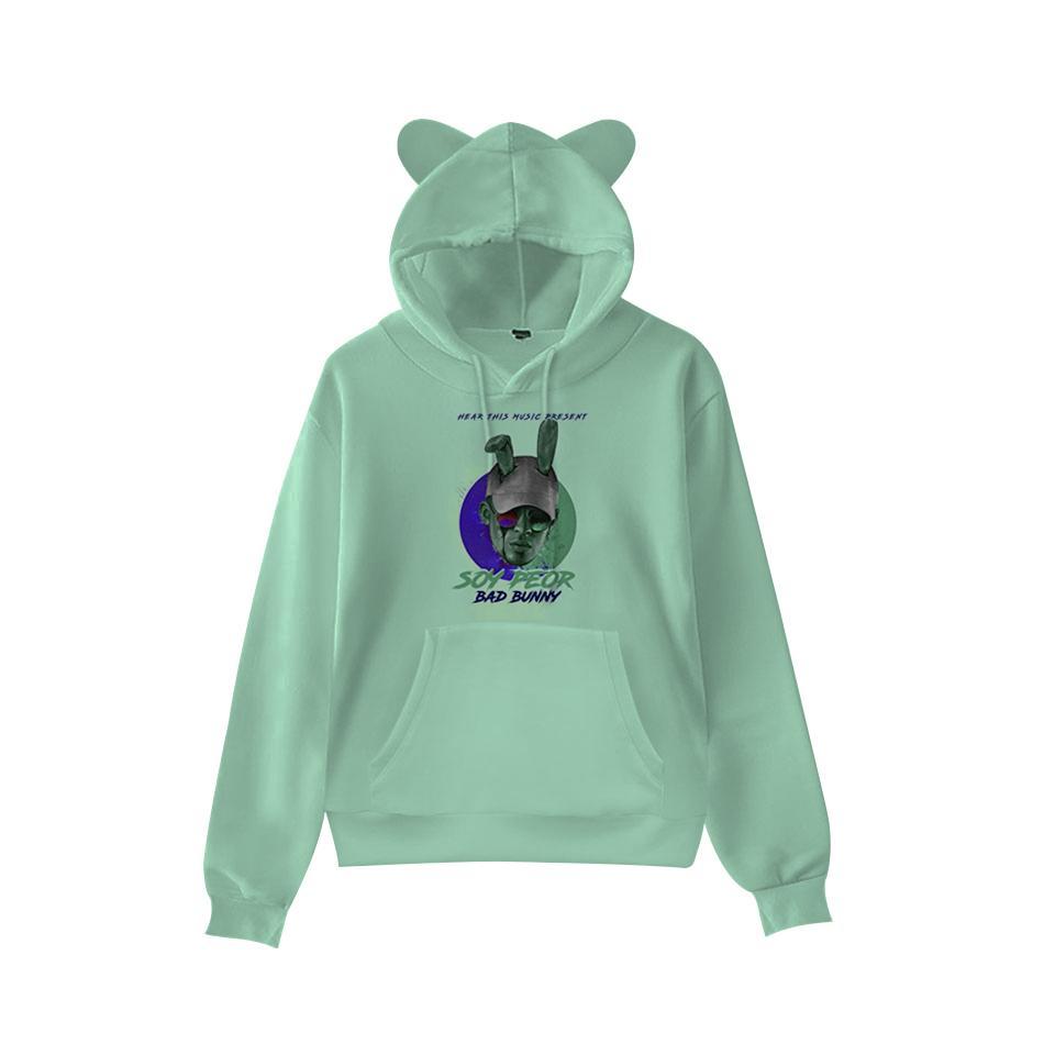 Bad Bunny Ear Hoodie Long Sleeve Hooded Sweatshirt For Kids Junior Sports Daily Outerwear