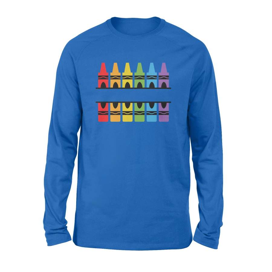 Download Customize Name Crayon Split Monogram Svg Teacher Crayon Svg School Svg Crayon Shirt Svg Kindergarten Pre K Qts133 Standard Long Sleeve