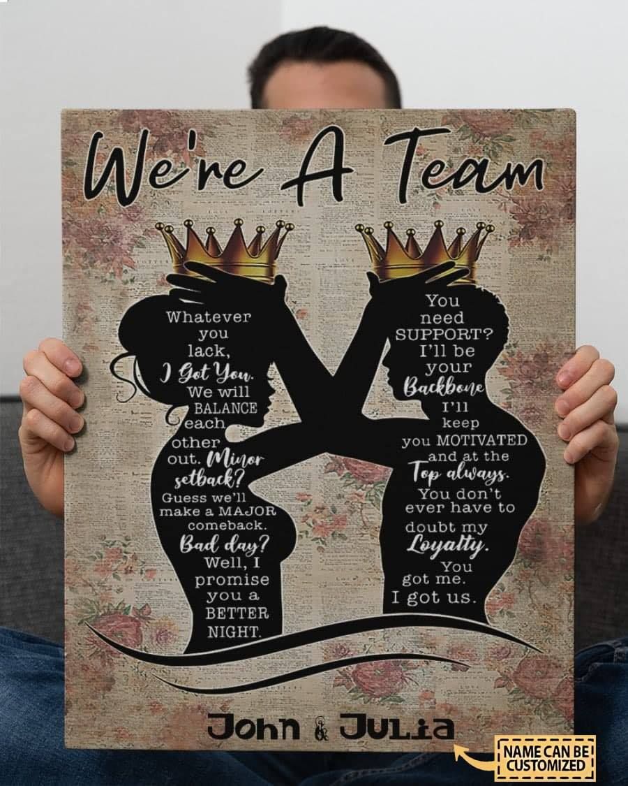 Personalized african black king queen we’re a team Juneteenth freedom day liberation day gift Home Living Room Wall Decor Vertical Poster Canvas G95