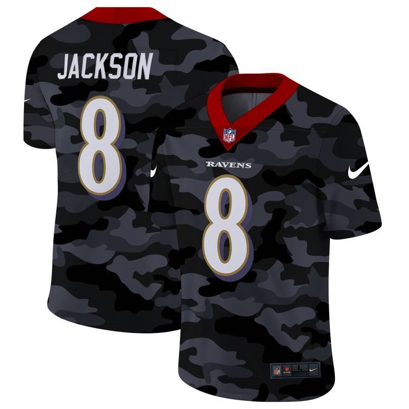 Baltimore Ravens Lamar Jackson #8 NFL 2020 Camo Black Jersey