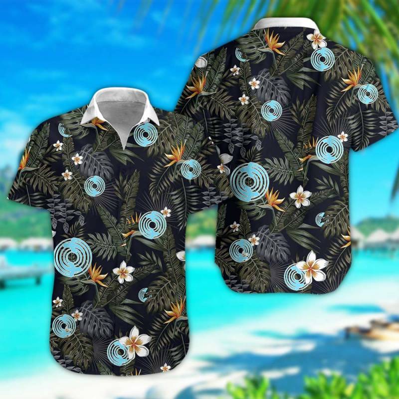 Air Traffic Controller Floral Hawaiian Shirt in Black And Green Rub Personalization 3D Full Print Button Shirt