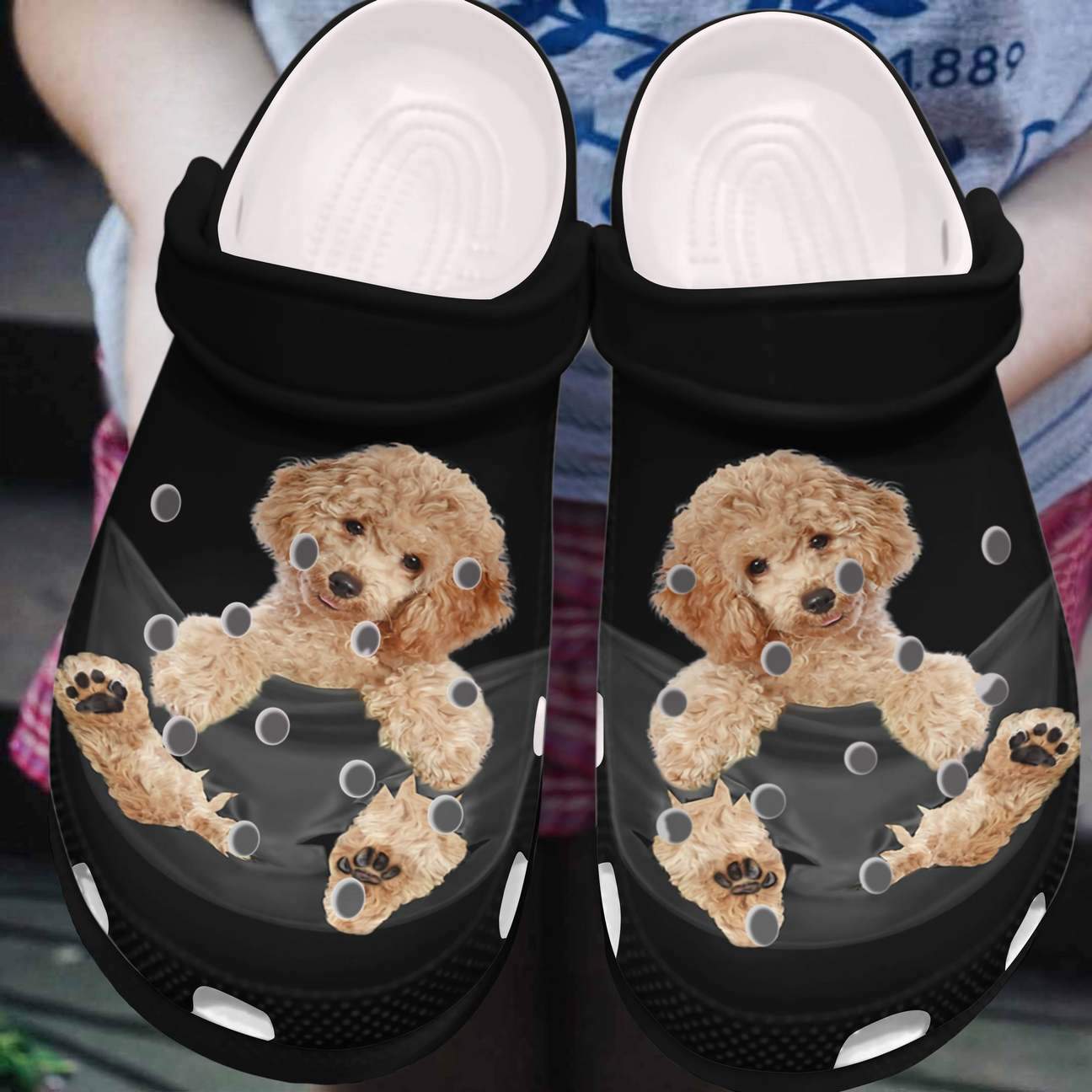 Poodle Personalized Clog, Custom Name, Text, Color, Number Fashion Style For Women, Men, Kid, Print 3D Poodle In A Pocket