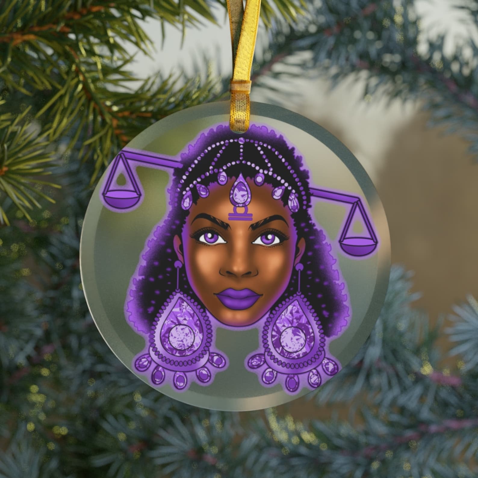 Libra Zodiac Black Girl Magic Libra Giftsblack Girl Astrologyblack Queen Christmas Ornament