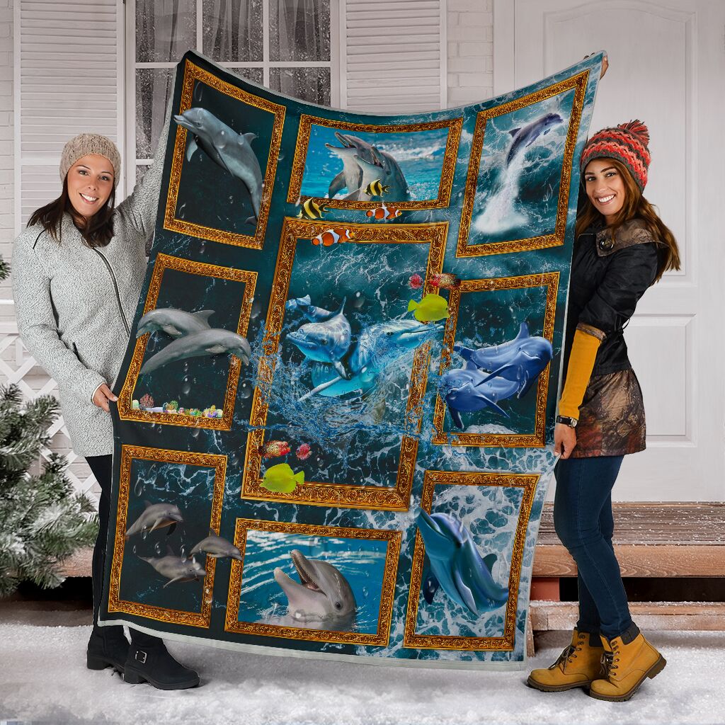 3d Ocean Dolphin Fleece Blanket Print 3D, Unisex, Kid, Adult