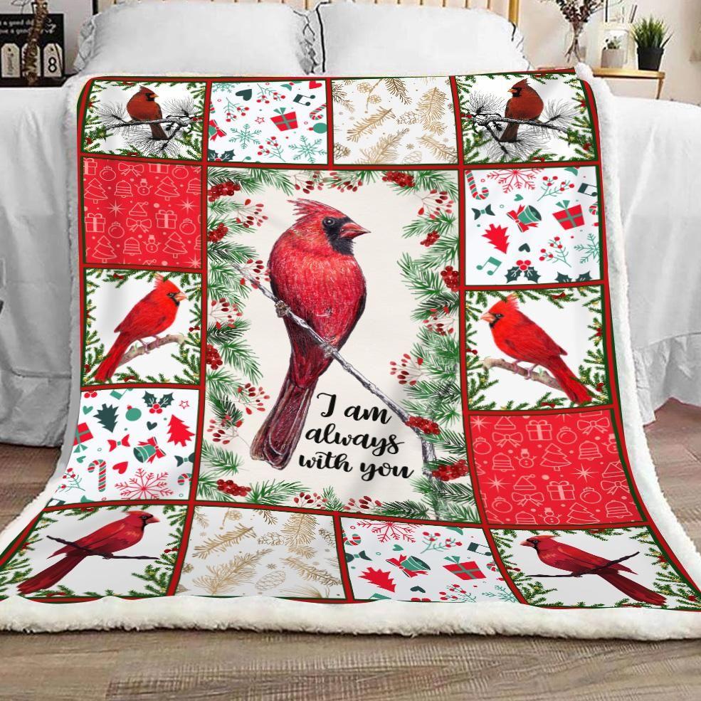 Husband Wife Blanket Cardinal I Am Always With You Fleece Blanket – Christmas Gift