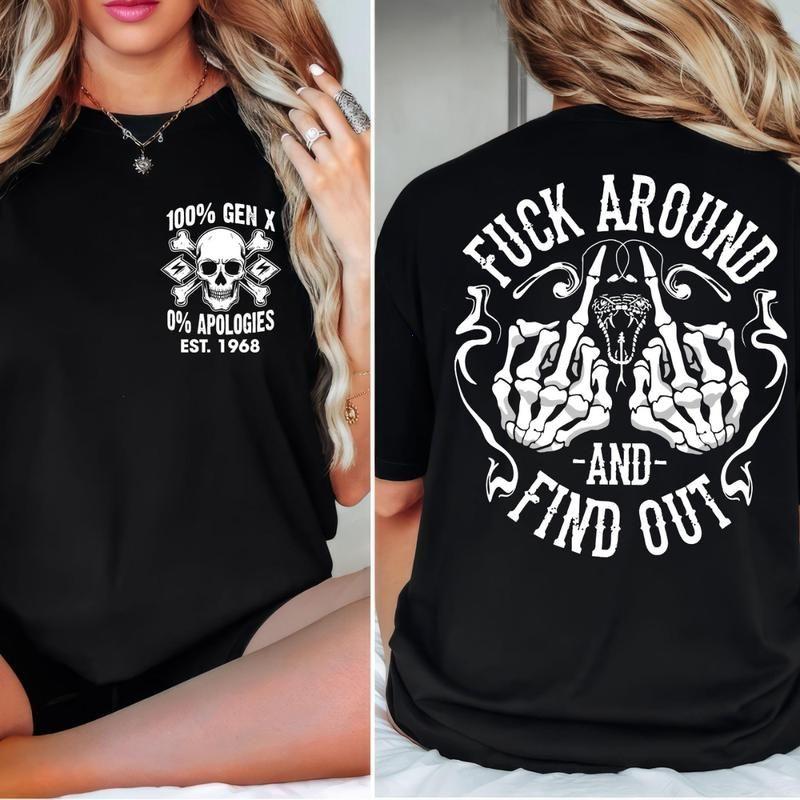 Gen X FAFO F*ck Around and Find Out 2 Sided Tshirt Sweatshirt Hoodie, Unisex Full Color Full Size for Men and Women, Bold Graphic Statement Wear
