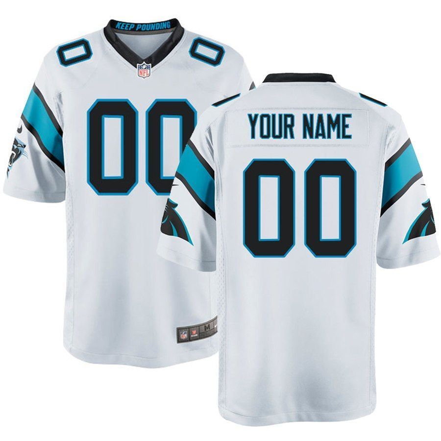 Mens Carolina Panthers Customized Game White Jersey 2019