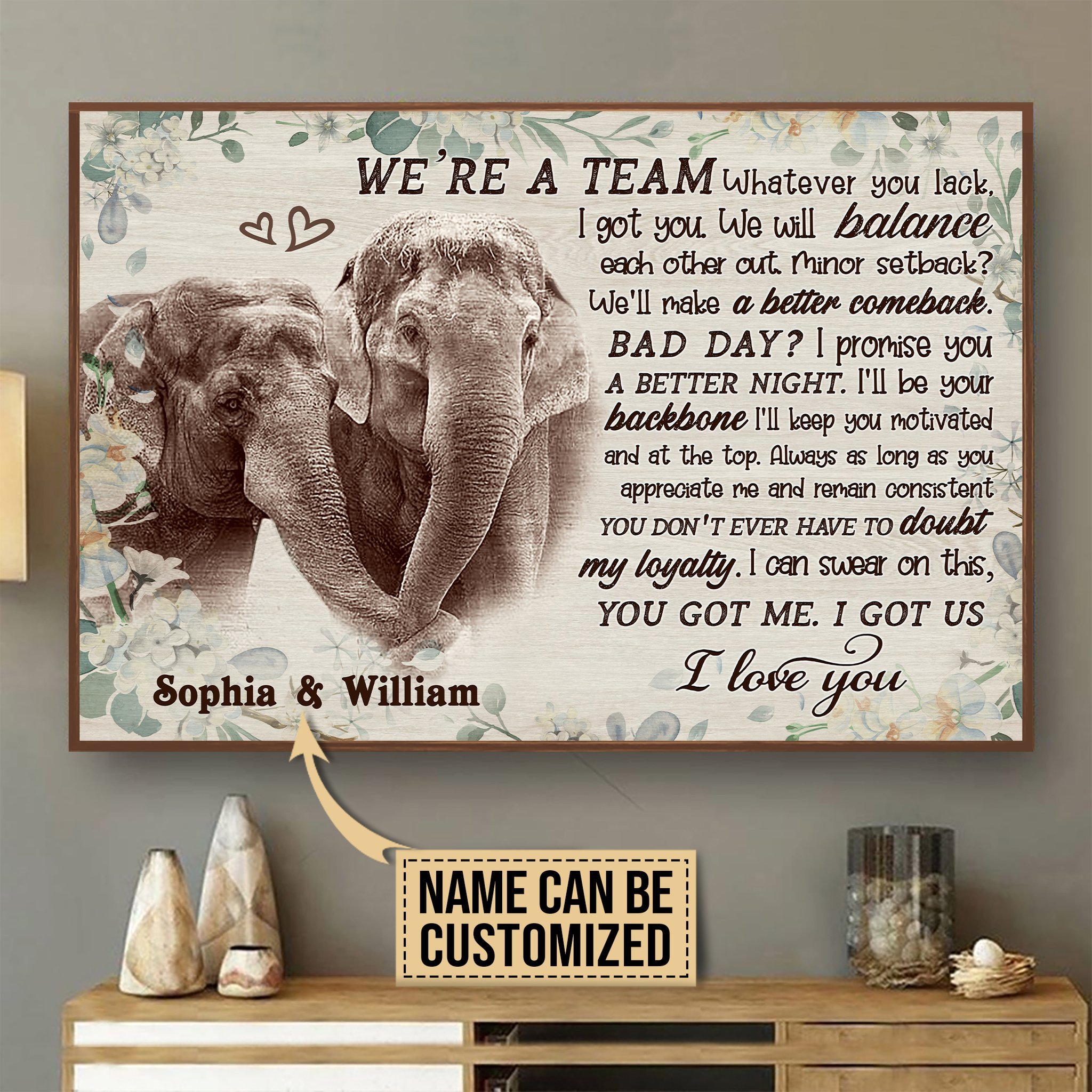 Personalized Canvas, Custom Canvas Prints Elephant We Are Team Customized Poster And Canvas, Wall Decor, Wall Art, Canvas Instructure, Wall Art