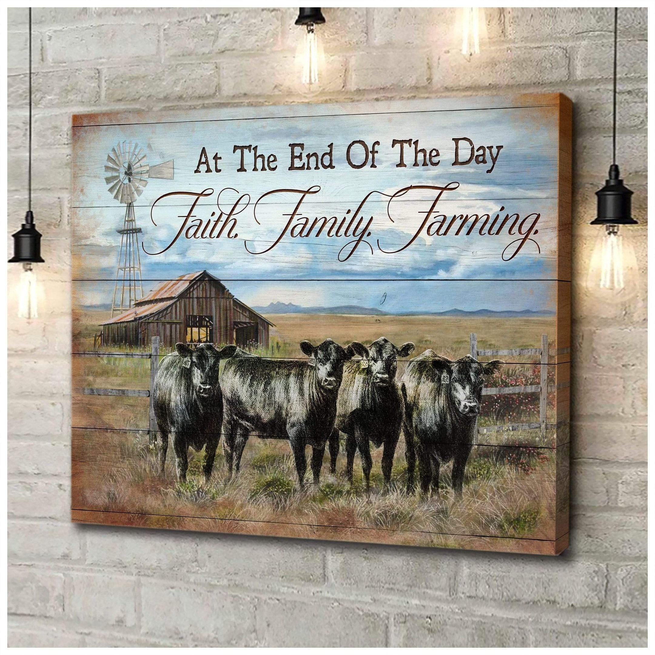 Canvas – Cow- Faith Family Farming Gift For Family, Wall Art Decor, Canvas Print, Home Decor