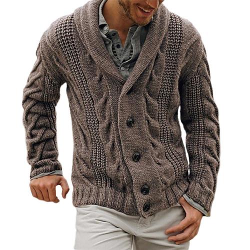 Autumn and winter men’s solid color knitted sweater button cardigan warm jacket sweater casual street men’s long sleeves sweater alx