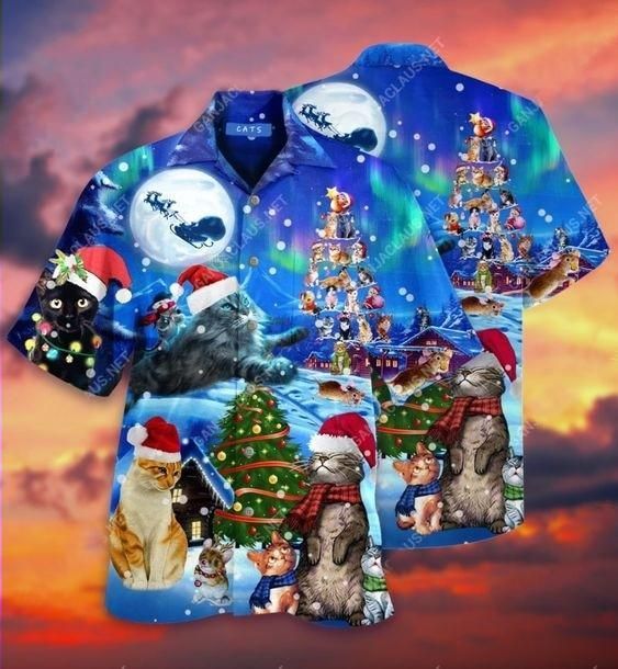 Get Here Hawaii Aloha Shirts Amazing Cat Christmas Tree Ha57970