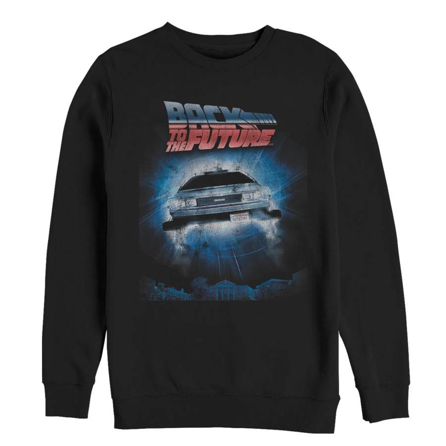 Back to the Future Men’s Retro DeLorean Poster  Sweatshirt