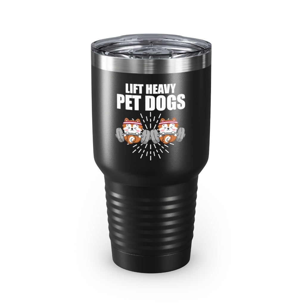 30Oz Tumbler Stainless Steel Colors  Humorous Pet Dog Weightlifting Physical Fitness Enthusiast Novelty Weightlifter Working Out Bodybuilding Fan