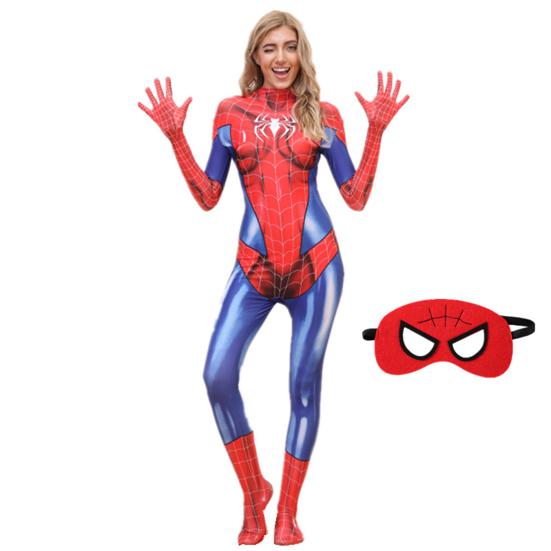 Women’s Latest Red and Blue Spiderman Superhero Party Cosplay Costume/Halloween Adult and Children Carnival Costume alx