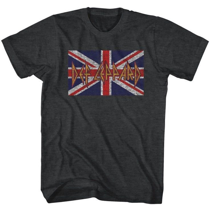 Def Leppard Union Jack Logo Uk Flag Heather Gray Shirt