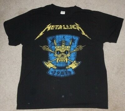 Vintage Metallica Black Heavy  T-shirt 1981 Viking Skull & Shield 7319