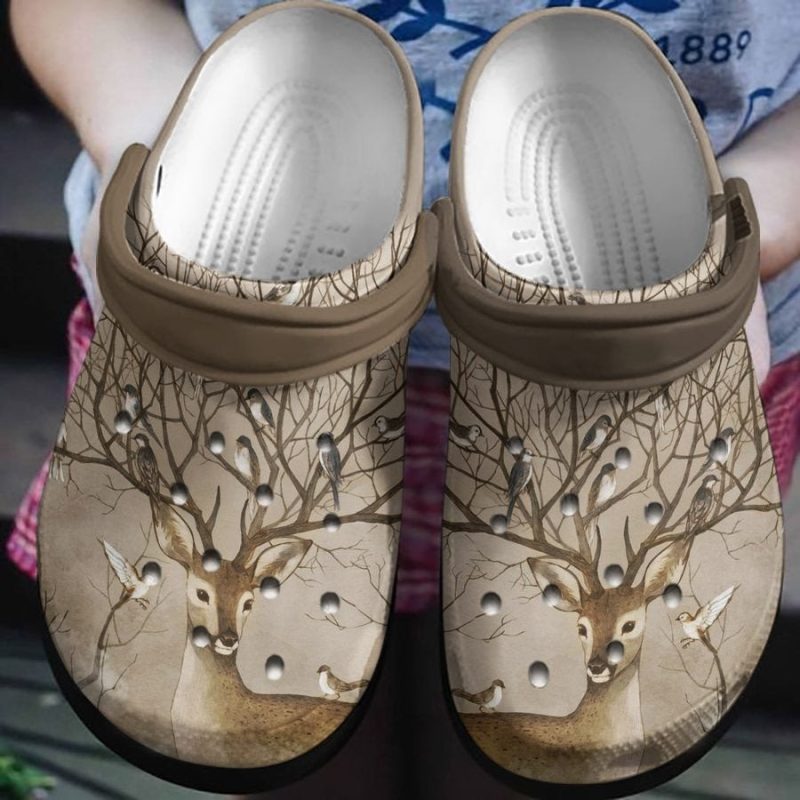 Autumn Tree Horn Deer clog Shoes Birthday Gifts For Male Female