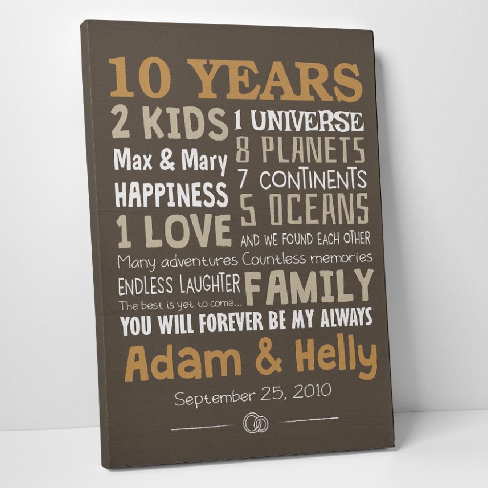 10 Years Custom Family Valentine’s Day Gift Canvas Print