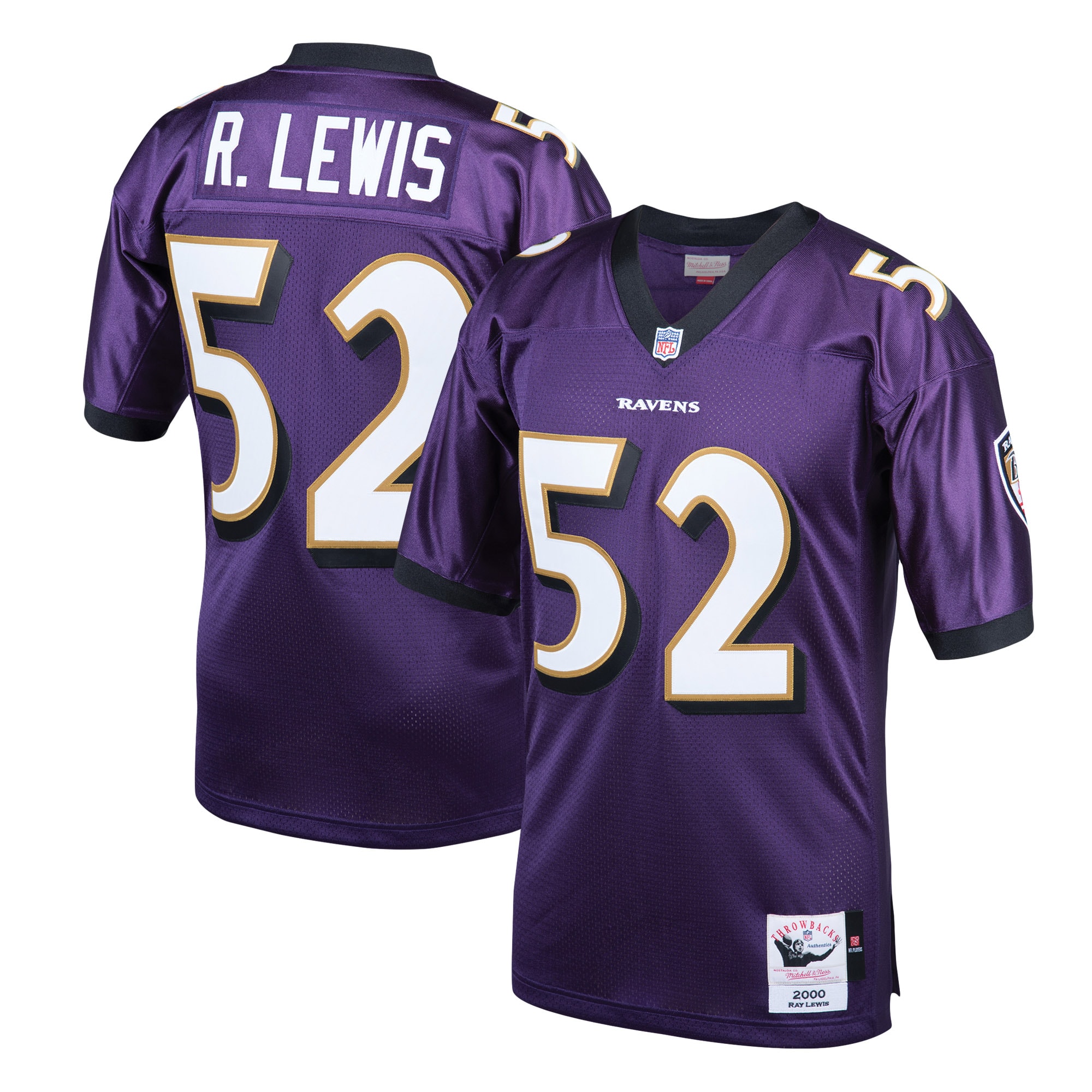 Ray Lewis Baltimore Ravens 2000 Mitchell & Ness Authentic Throwback Retired Player Jersey – Purple