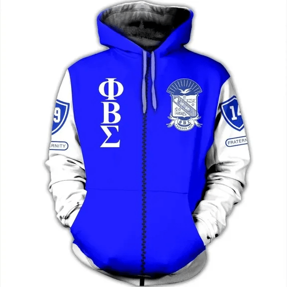 Fraternity Hoodie – Royal Phi Beta Sigma Zip Hoodie