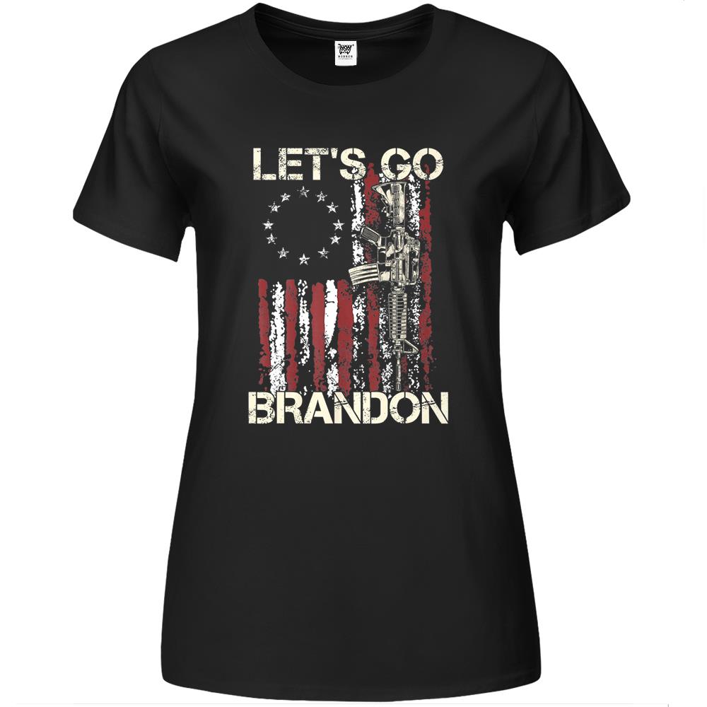 Lets Go Brandon Gun American Flag Patriots Let’S Go Brandon Premium Womens T Shirts