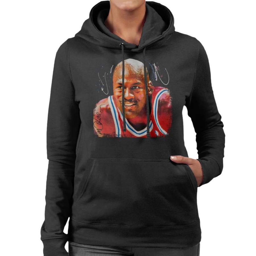 Sidney Maurer Original Portrait Of Michael Jordan Chicago Bulls Women’s Hooded Sweatshirt