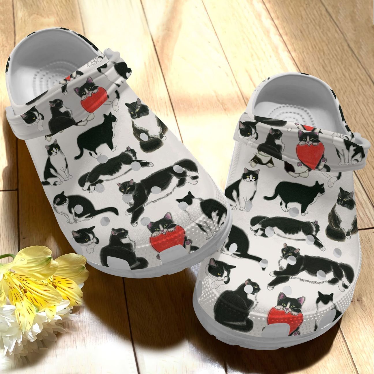 Cat Personalized Clog, Custom Name, Text Tuxedo Cat Pattern, Fashion Style For Women, Men, Kid, Print 3D