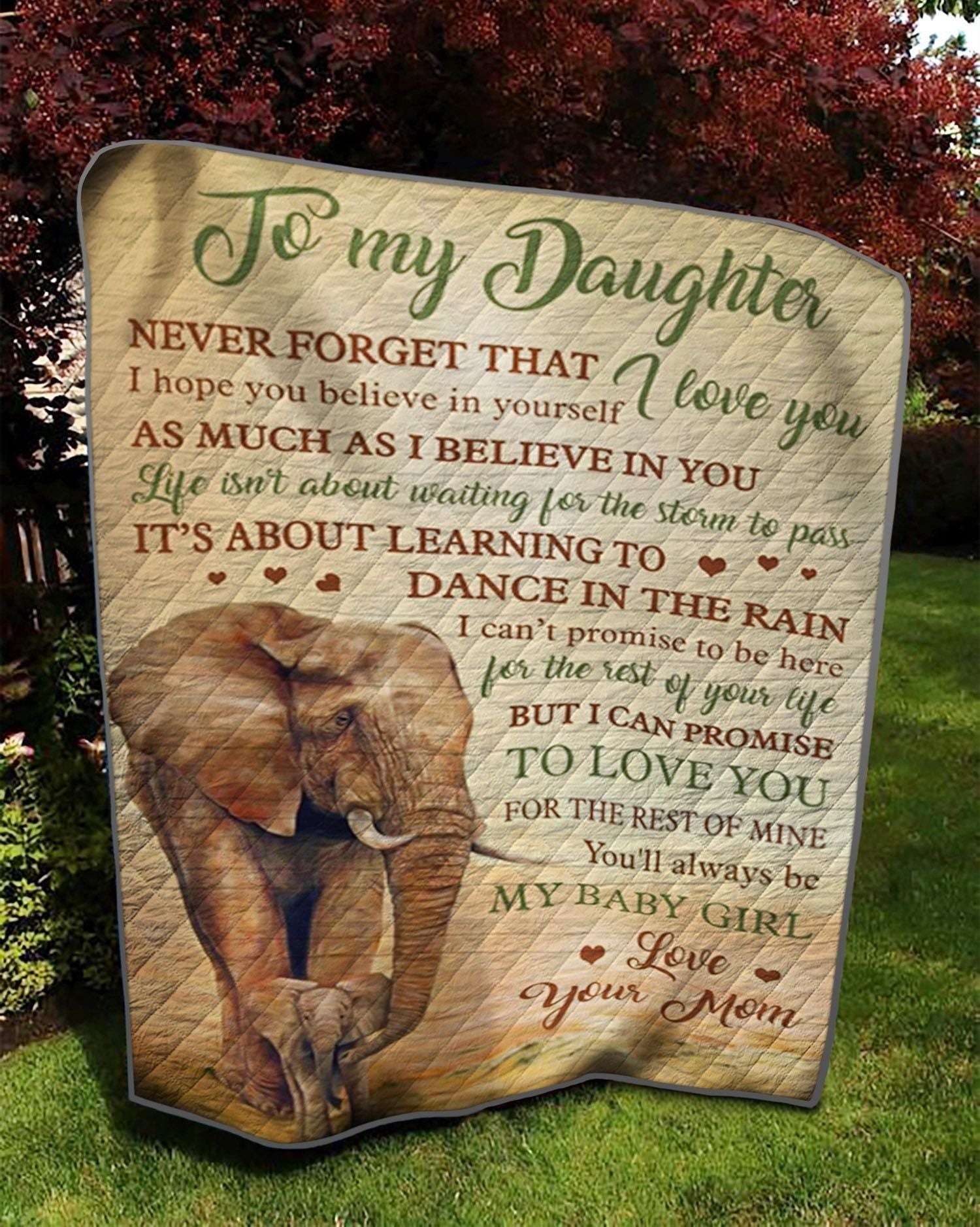 Personalized Elephant Family To My Daughter From Mom I Hope You Believe Quilt Blanket Great Customized Gifts For Birthday Christmas Thanksgiving