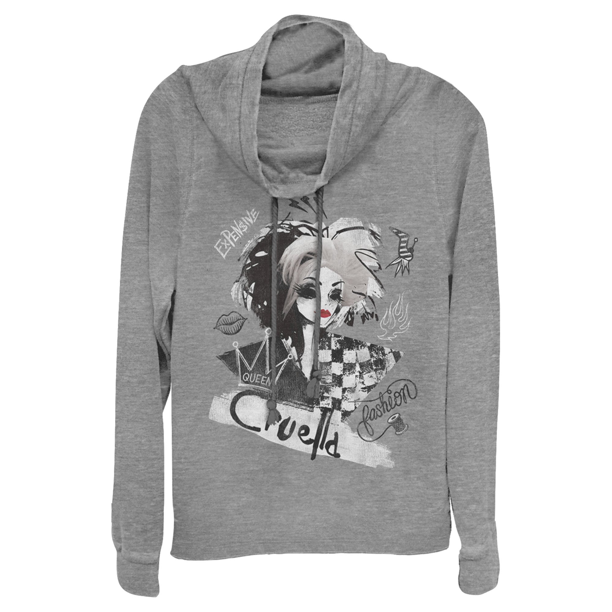 Cruella Junior’S Fashion Sketch  Cowl Neck Sweatshirt