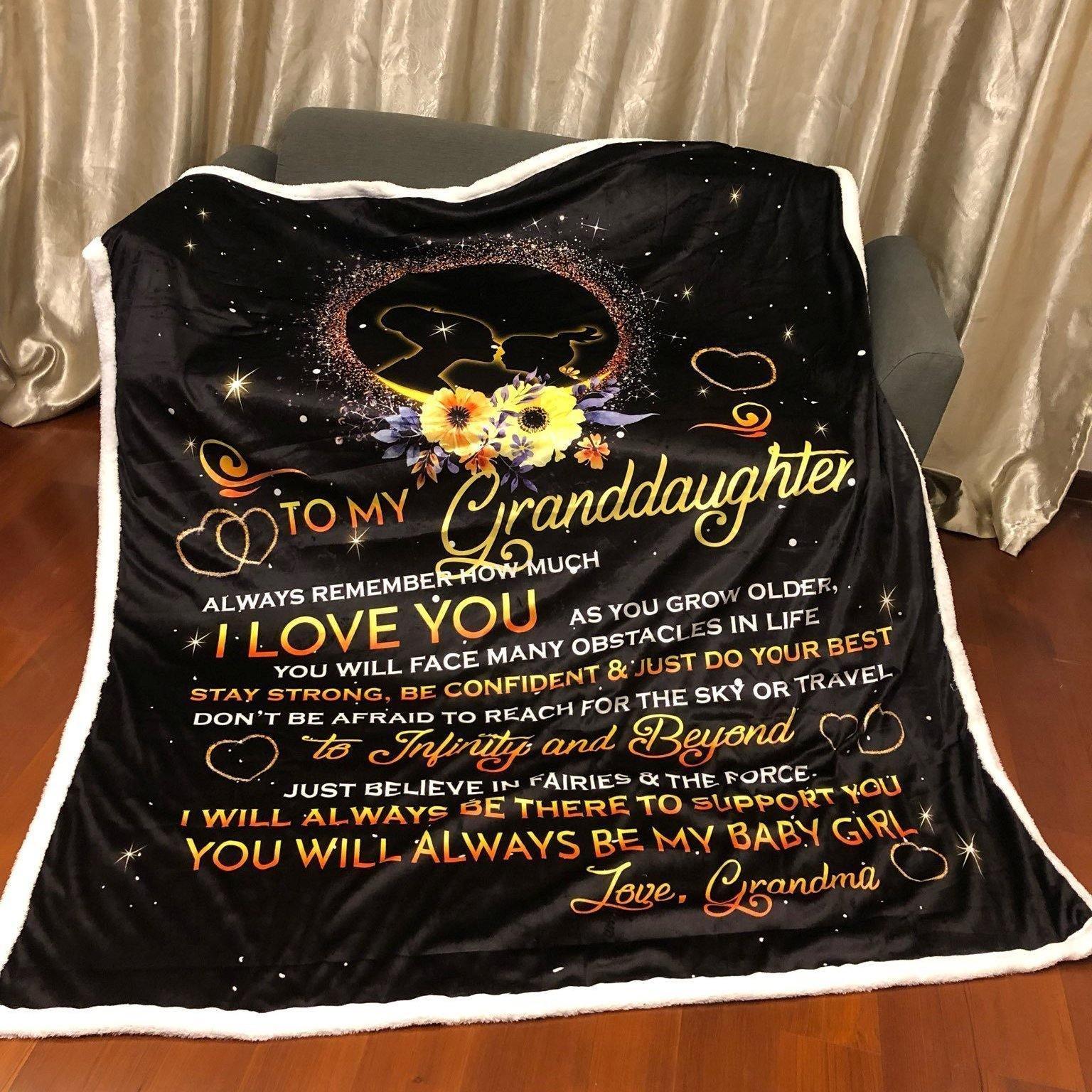 To My Granddaughter Remember How Much I Love You – Gift For Granddaughter Home Decor Gift For Family – Sherpa Blanket Fleece Blanket